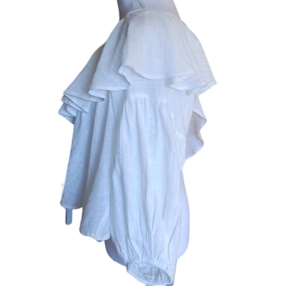 Free People Zuri Ruffle Open Back White Crop Top Women's Size Small and Medium - Picture 3 of 6